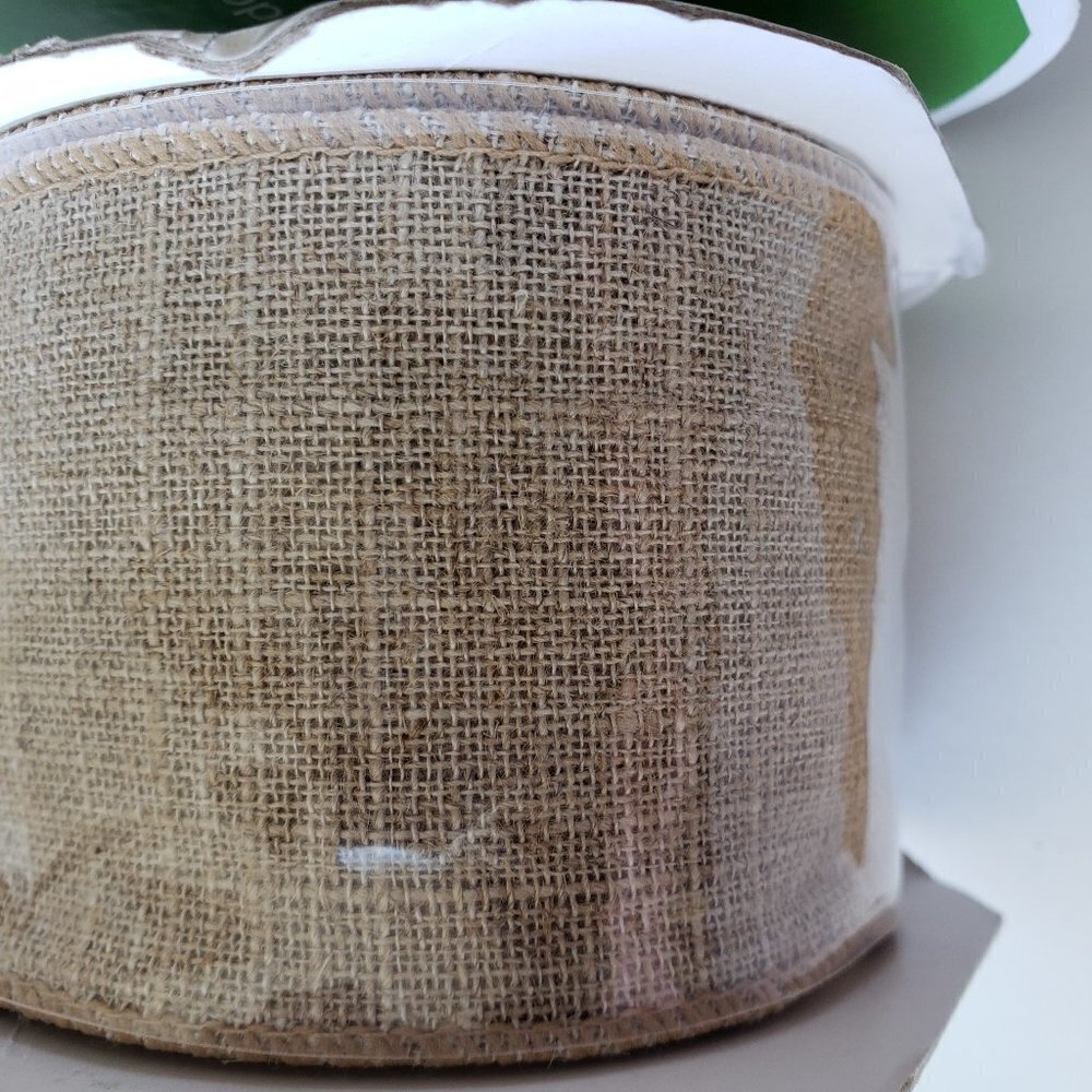 NWT - Wired Burlap Ribbon 2.5" Wide - 15 ft Spool (set of 2) - Picture 2 of 2